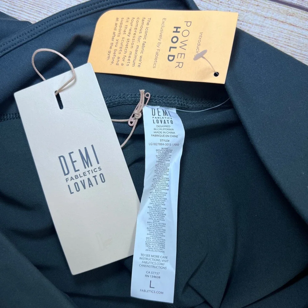 NWT Demi Lovato x Fabletics PowerHold‎ Lace Up Leggings Dark Teal Green Size Lg